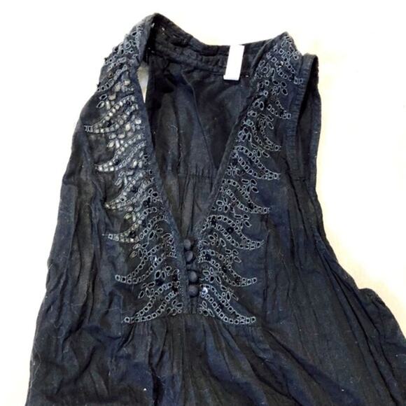 Free People Embellished Black Mini Sundress | Sz XS - Picture 2 of 6